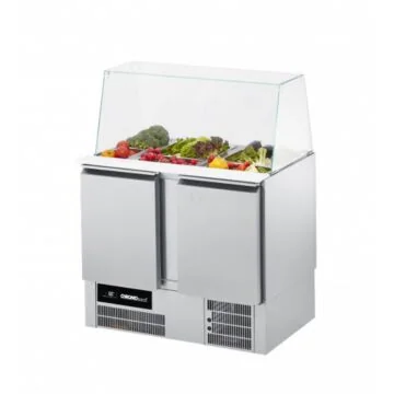 CHROMOnorm Saladette mit Glasaufbau und 2 Türen