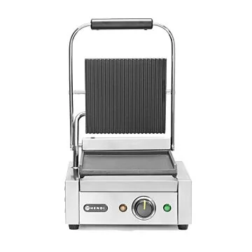Hendi Kontaktgrill - Einzelversion, oben gerillt, unten glatt, 230 V / 1,8 kW, 310 x 370 x (H) 210 mm