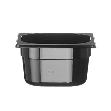 Hendi Gastronorm Behälter 1/6, GN 1/6, 1,6 L, Schwarz, 176 x 162 x (H) 100 mm