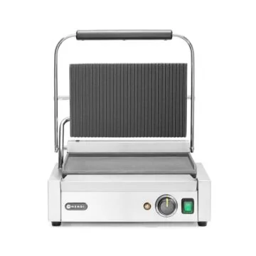 Hendi Kontaktgrill - Panini, oben gerillt, unten glatt, 230 V / 2,2 kW, 430 x 370 x (H) 210 mm
