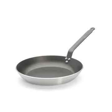 De Buyer Bratpfanne Aluminium Antihaft Ø 32 cm mit dunkelgrauer Antihaftbeschichtung, silbernem Rand und genietetem Eisengriff