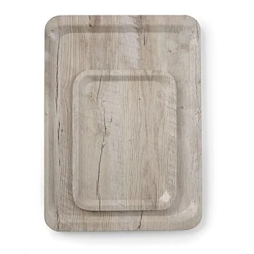 Hendi Serviertablett aus Melamin mit Holzoptik, Holz hell, 240 x 350 mm