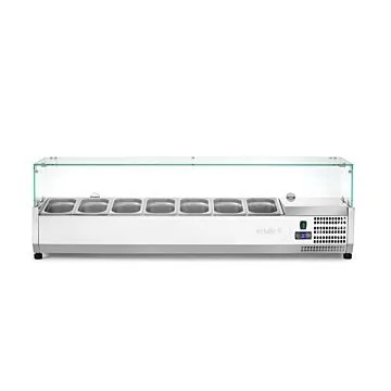 Hendi Aufsatz-Kühlvitrine Gastronorm 1/4, 7 x GN 1/4, -2 / 8 ˚C, 230 V / 0,18 kW, R600a, 1505 x 335 x (H) 430 mm