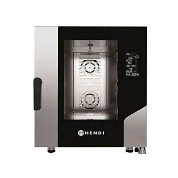 Hendi Konvektions-Dampfgarer Contact 7x GN 1/1 – Edelstahl-Kombidämpfer mit 7-Zoll-Touchscreen und Glastür