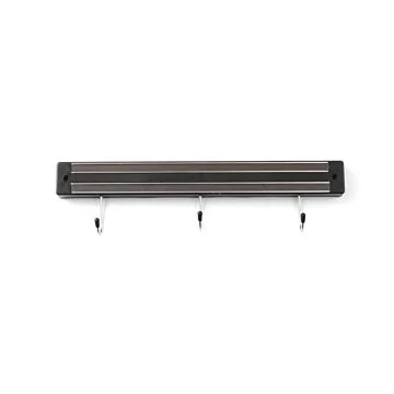 Hendi Messermagnetleiste mit Haken, 3 Haken, Schwarz, (L) 340 mm