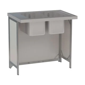 Hagola Mobile Theke Klapptheke mit Arbeitsplatt, 2 Becken