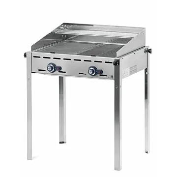 Hendi Grillsystem Green Fire 2 Brenner, Emaillierte Grillplatte und Grillrost aus Gusseisen GN 1/1, 11,6 kW, 740 x 615 x (H) 825 mm