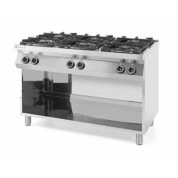 Hendi Gaskocher Kitchen Line 6 Brenner mit offenem Unterbau, 28,5 kW, 1200 x 700 x (H) 900 mm