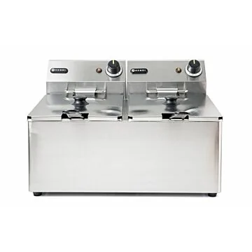 Hendi Fritteuse Kitchen Line - 2x8L, Kitchen Line, 16 L, 50 / 190˚C, 230 V / 7,0 kW, 550 x 430 x (H) 345 mm