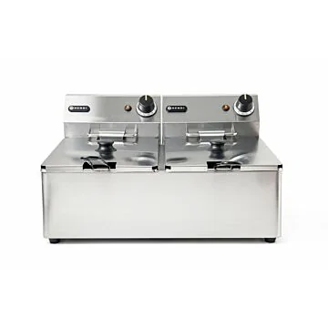 Hendi Friteuse Kitchen Line - 2x6L, Kitchen Line, 12L, 50/190˚C, 230V/6600W, 550x430x(H)290mm