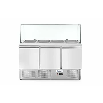 Hendi Kühltisch, dreitürig mit Glasdisplay 380 L, 2 / 8 ˚C, 230 V / 0,31 kW, R600a, 1365 x 700 x (H) 1300 mm