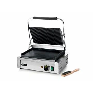 Hendi Kontaktgrill - Panini, oben gerillt, unten glatt, 230 V / 2,2 kW, 430 x 370 x (H) 210 mm