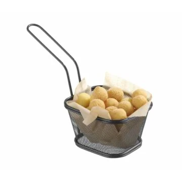 Hendi Miniatur-Frittierkörbe schwarz stapelbar, 105 x 90 x (H) 60 mm