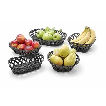 Hendi Körbe mit gewebten Seitenteilen, oval, Schwarz, 225 x 130 x (H) 55 mm