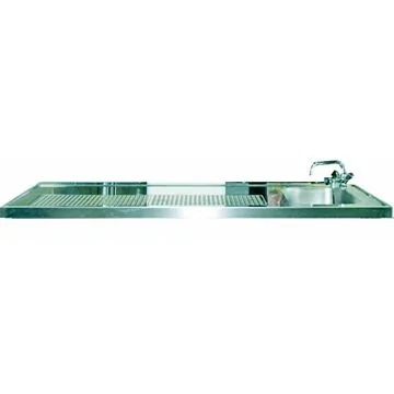 KBS Schanktischabdeckung 2500x700mm mit Aufkantung 2 Becken rechts