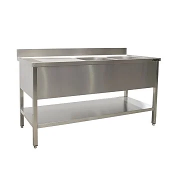 SARO Spültisch mit 2 Becken, links - 700 mm Tiefe, 1400mm