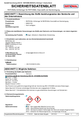 RATIONAL Grillreiniger Sicherheitsdatenblatt