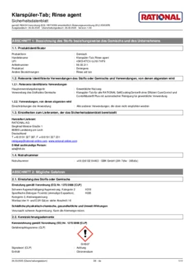 RATIONAL Care-Tabs Sicherheitsdatenblatt