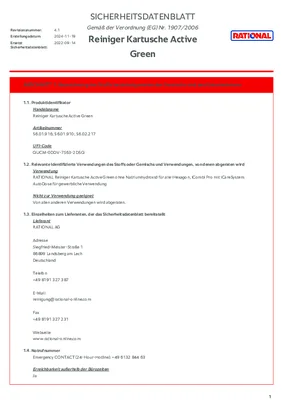 RATIONAL Reiniger Kartusche Sicherheitsdatenblatt