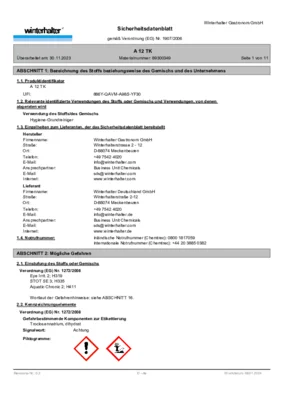 Winterhalter A 12 TK Sicherheitsdatenblatt