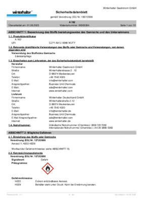 Winterhalter A 162 Sicherheitsdatenblatt