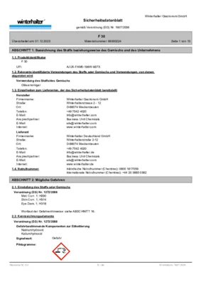 Winterhalter F 30 Sicherheitsdatenblatt