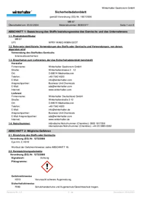 Winterhalter MB 67 Sicherheitsdatenblatt