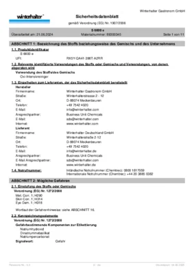 Winterhalter S 6600 e Sicherheitsdatenblatt