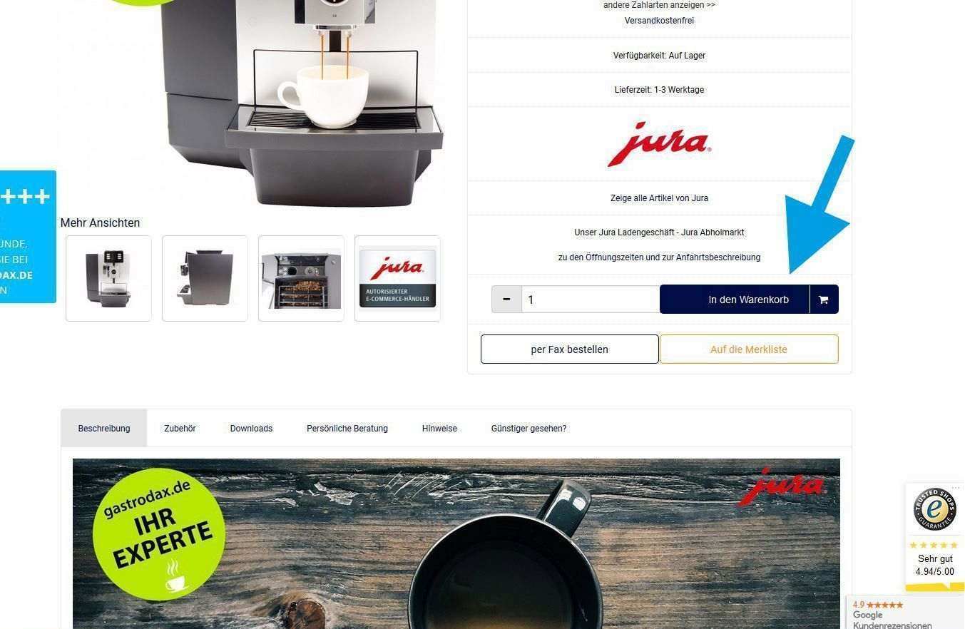 Gastrodax-Artikel in den Warenkorb legen